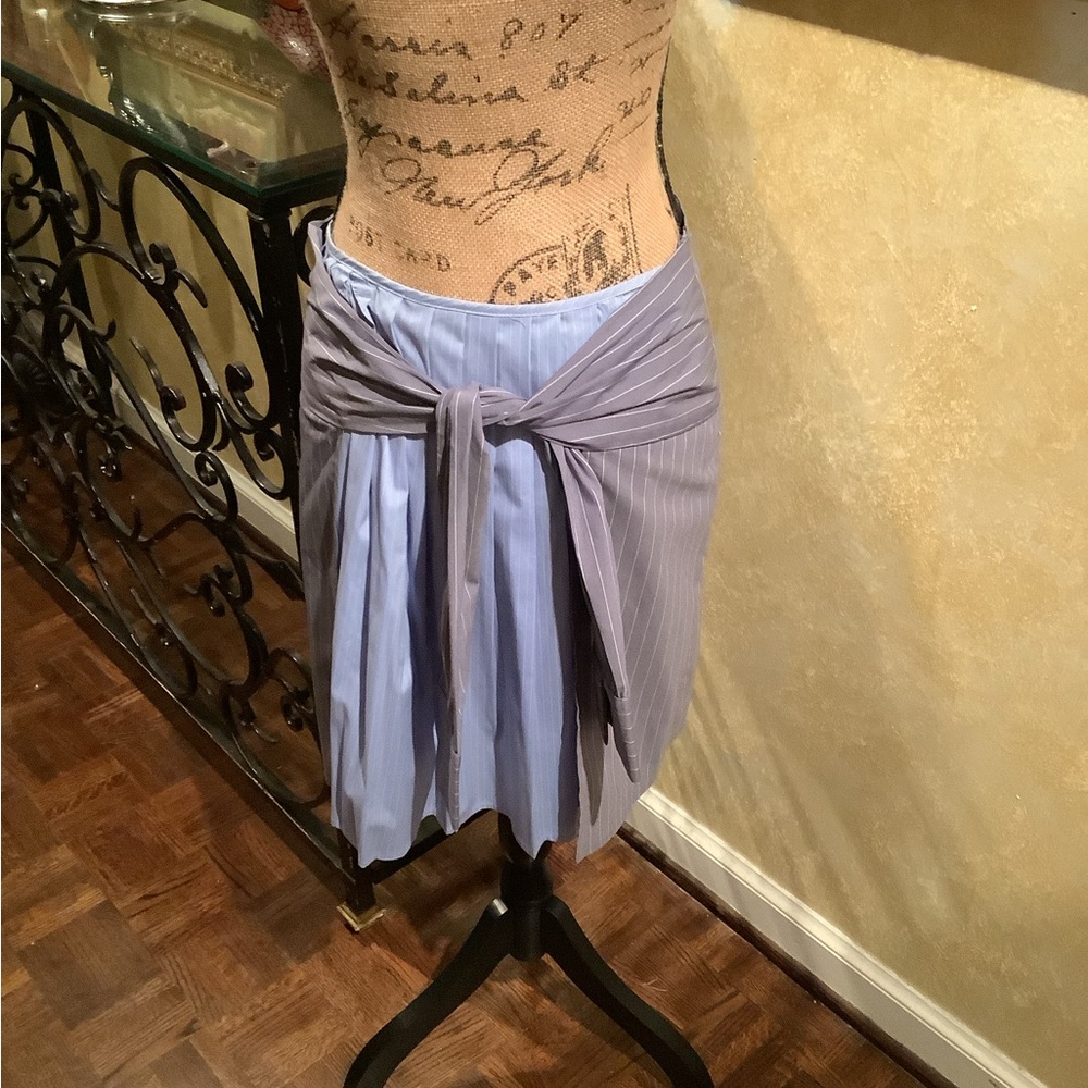 Gray and light blue pinstripes Shirt Skirt.